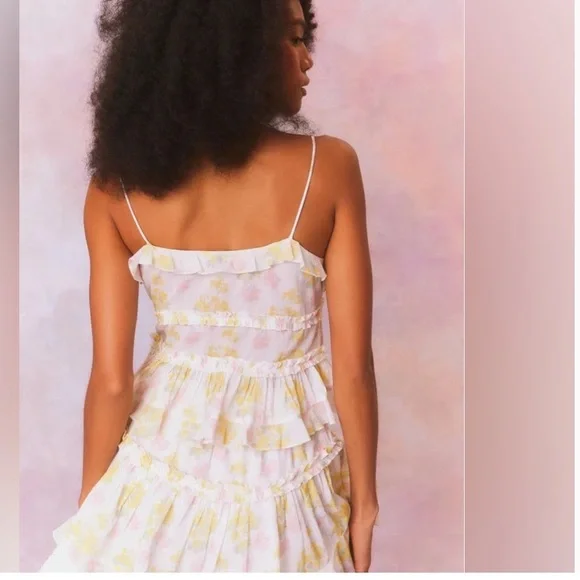 Love Shack Fancy Floral Tiered Mini Dress XS - Picture 5 of 6